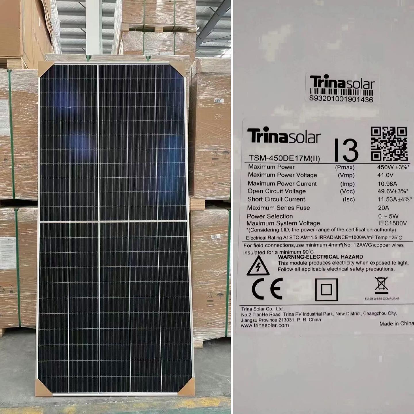 Trina Solar Module 460w Solar Panel 450W Tier 1 Mono Solar Panel