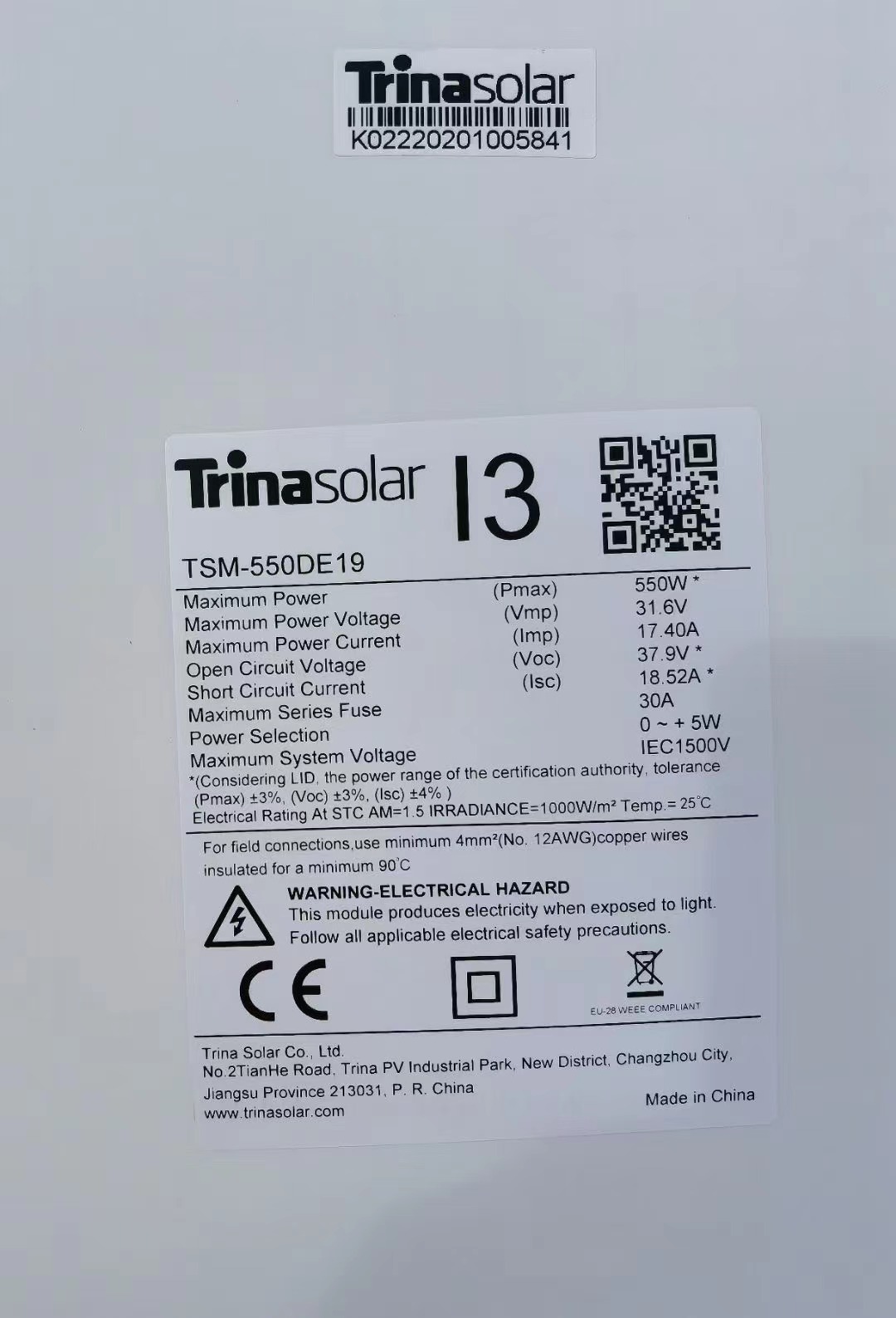 Trina Solar Panel 550w 560w Monocrystalline 545w Hot Sale In Europe